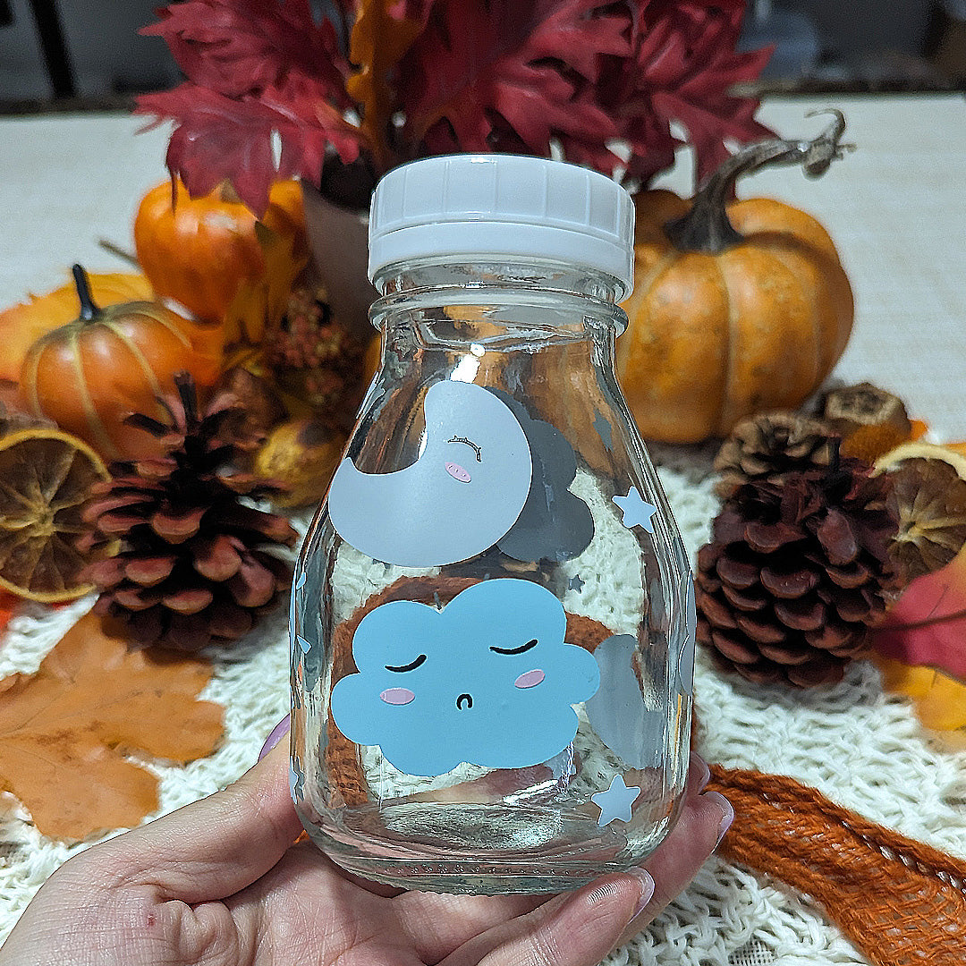 Sleepy Clouds - 11 oz - Milk Glass Bottle