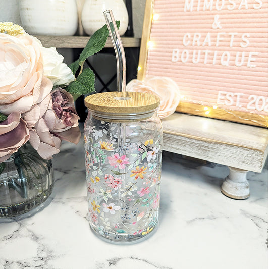 Dainty Floral - 16 oz - Glass - *SPRING CLEANING SALE*