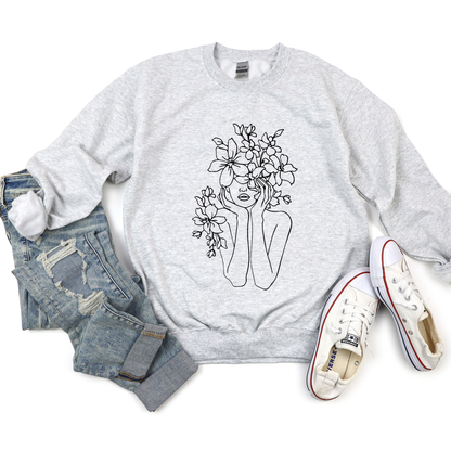 Floral Girl Line - Fleece Crew