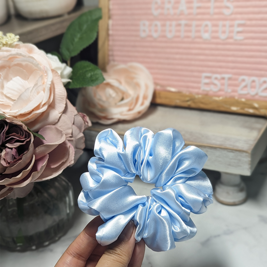 Light Blue Satin Scrunchie