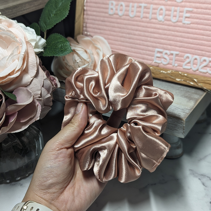 Rose Gold Satin Scrunchie