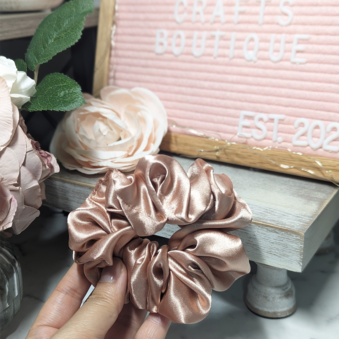 Rose Gold Satin Scrunchie