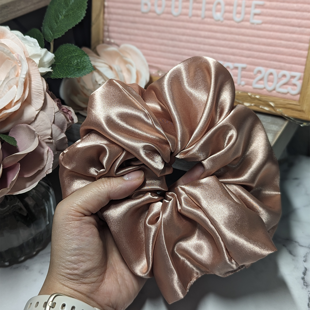 Rose Gold Satin Scrunchie