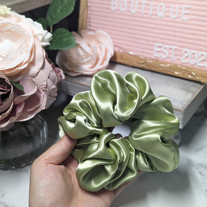 Sage Green Satin Scrunchie