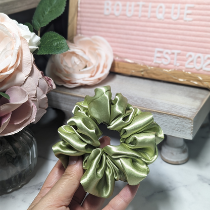 Sage Green Satin Scrunchie