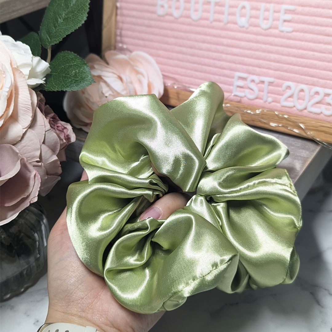 Sage Green Satin Scrunchie