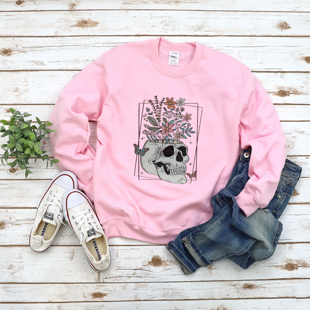 Floral Skull - Fleece Crew